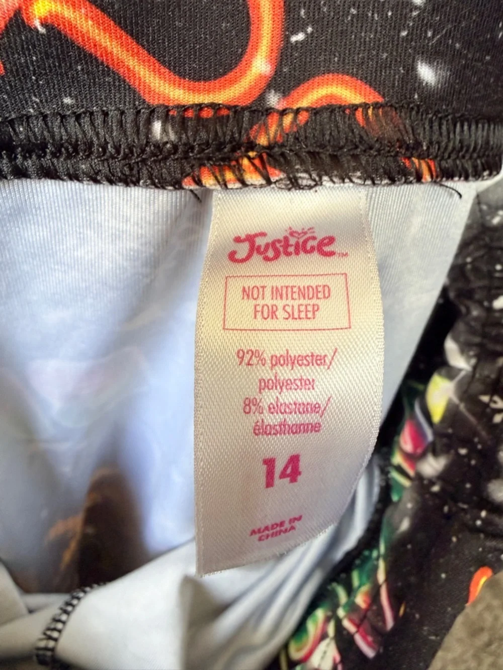 Justice Black Holiday Lights Leggings size 14
